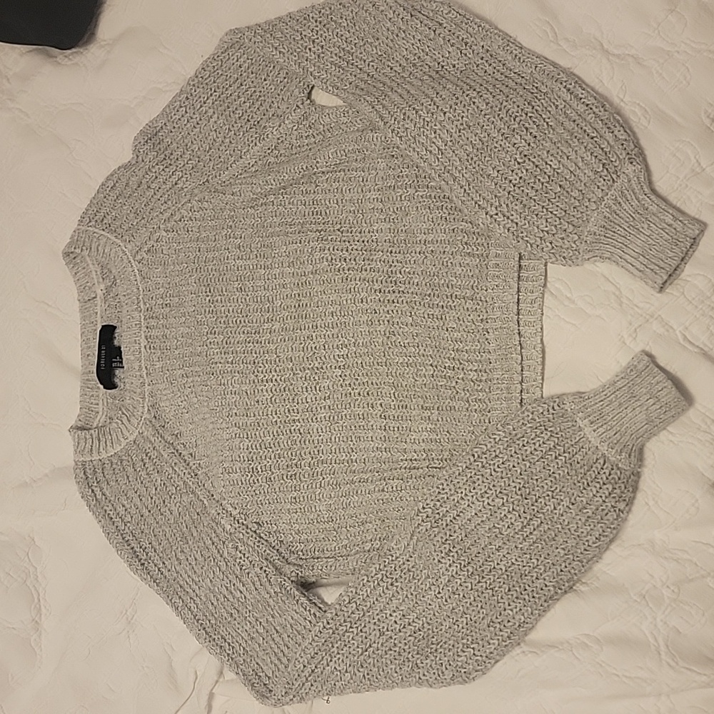 Cropped Knitted Grey Sweater